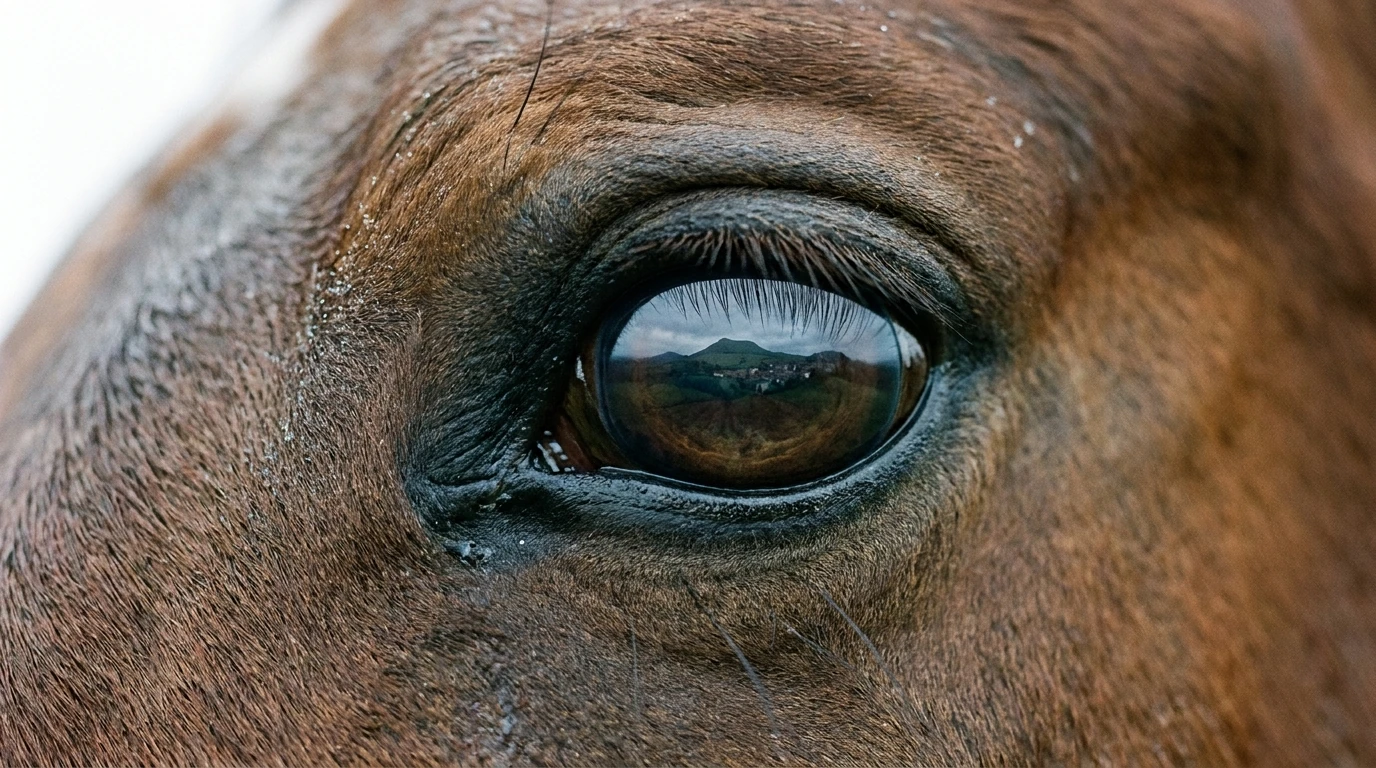 Un regard de cheval au Haras de la Chanebiere, Saint-Julien-la-Genête